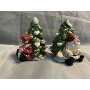 Vintage Ceramic Fitz And Floyd Christmas Tree Salt And Pepper